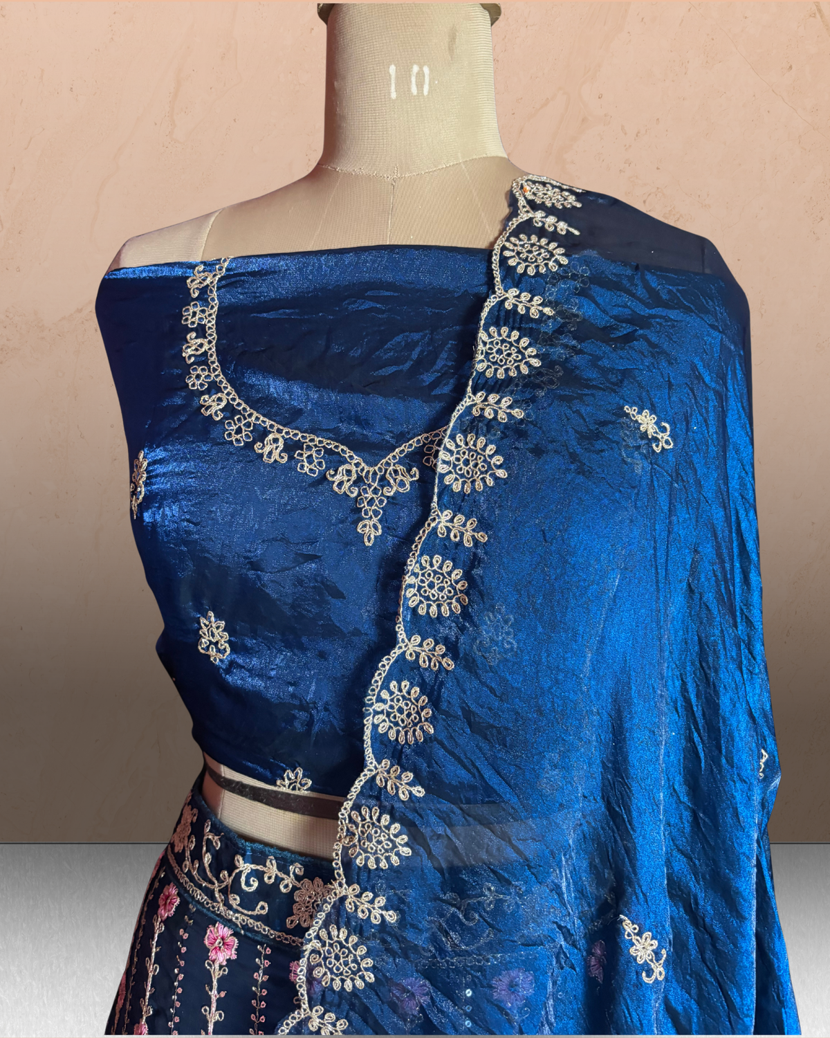 Floral Linework Embroidered  Lehenga