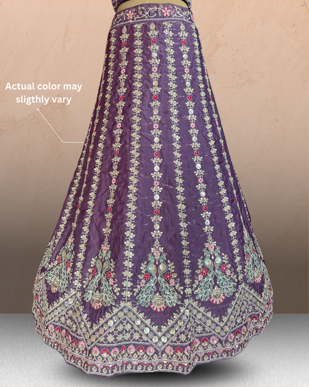 Peacock Floral Embroidered  Lehenga