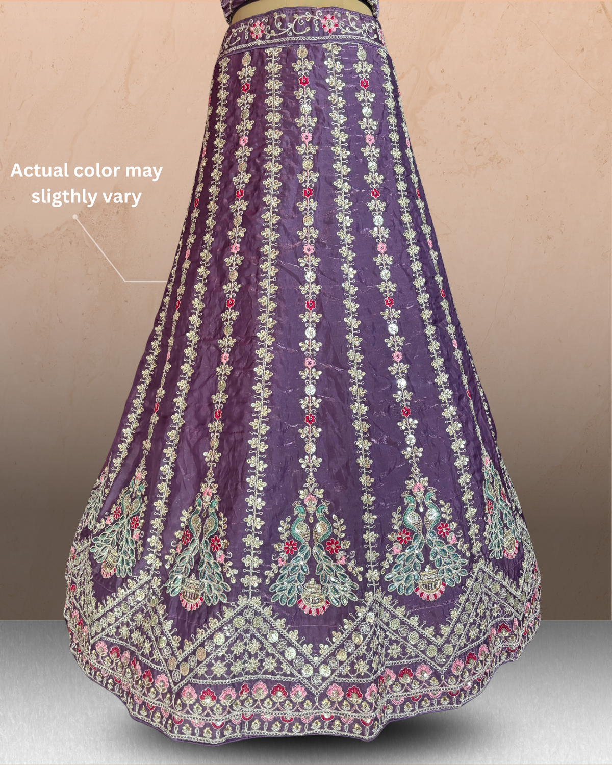 Peacock Floral Embroidered  Lehenga