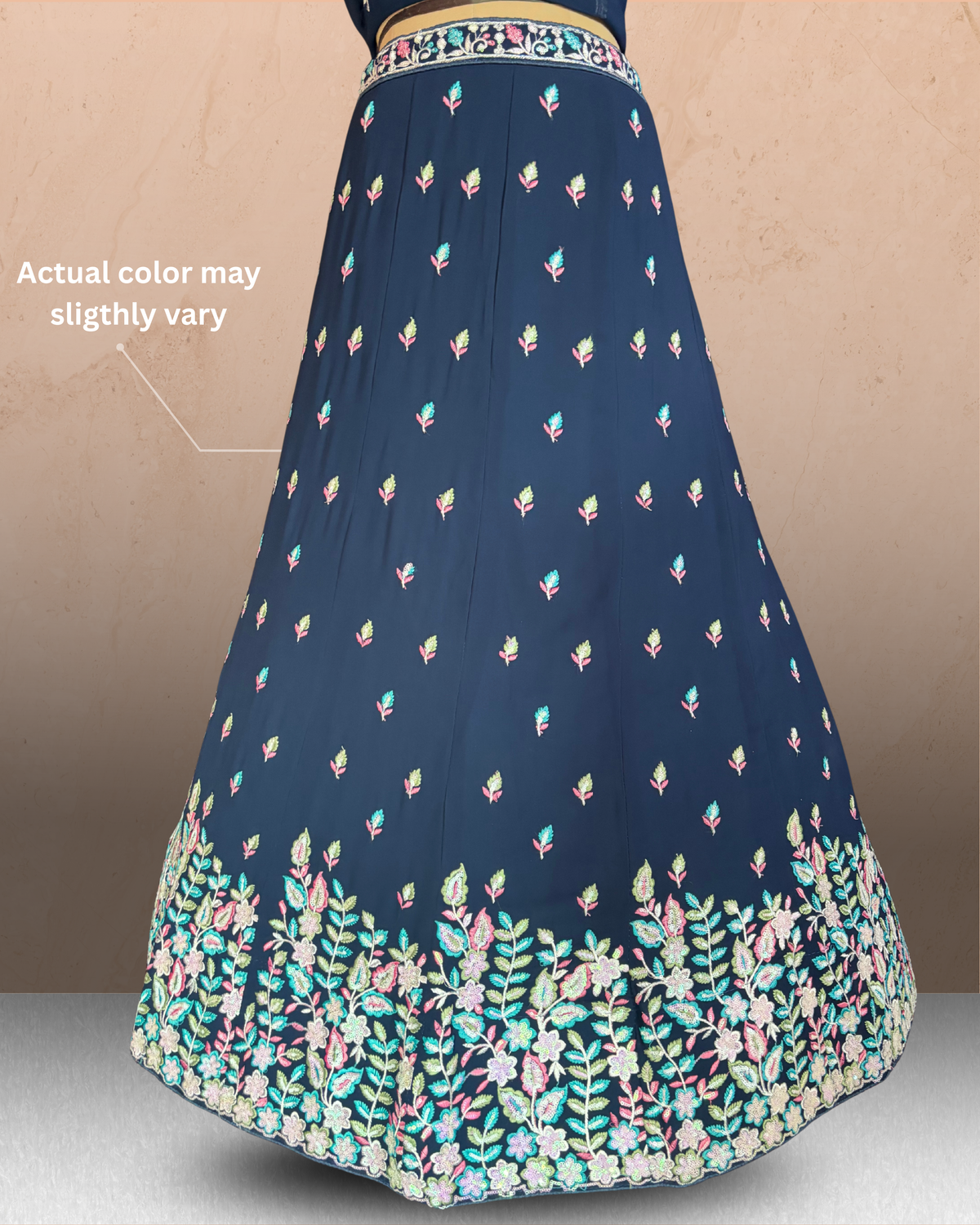 Floral Garden Embroidered Unstitched Lehenga