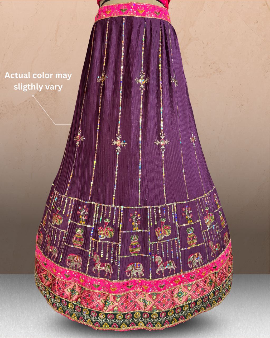 Elephant Motif Embroidered Lehenga