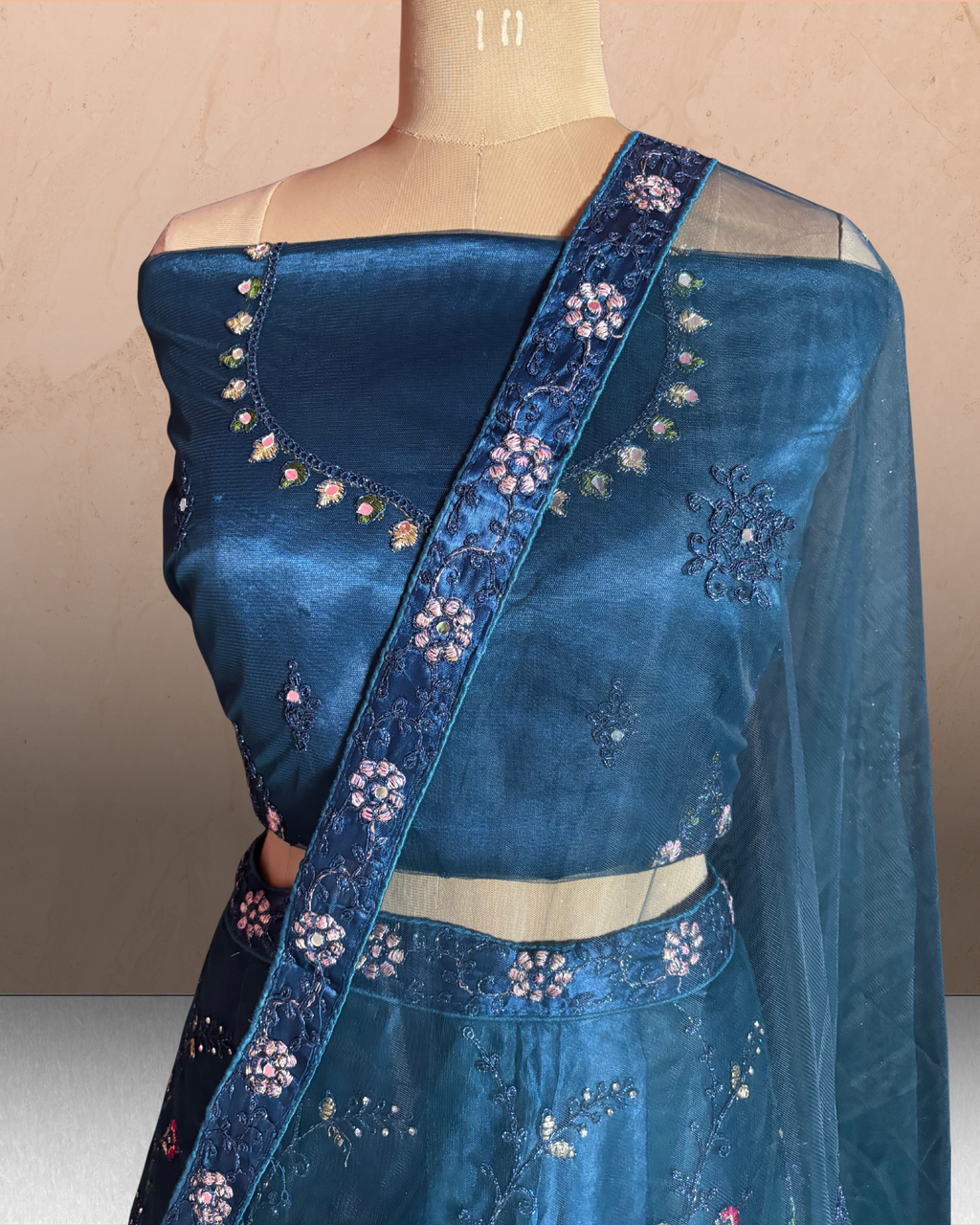 Floral Net Elegance Lehenga