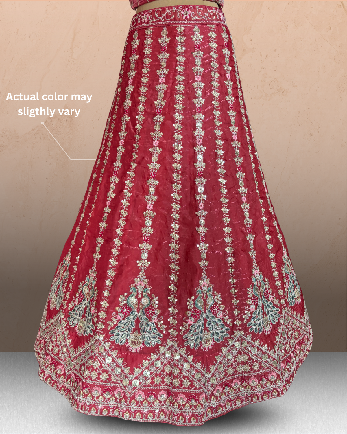 Peacock Floral Embroidered  Lehenga