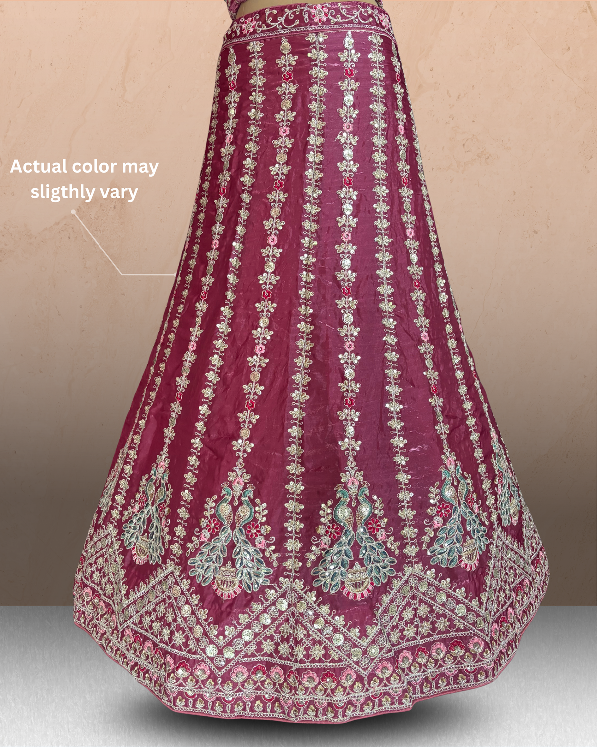Peacock Floral Embroidered  Lehenga