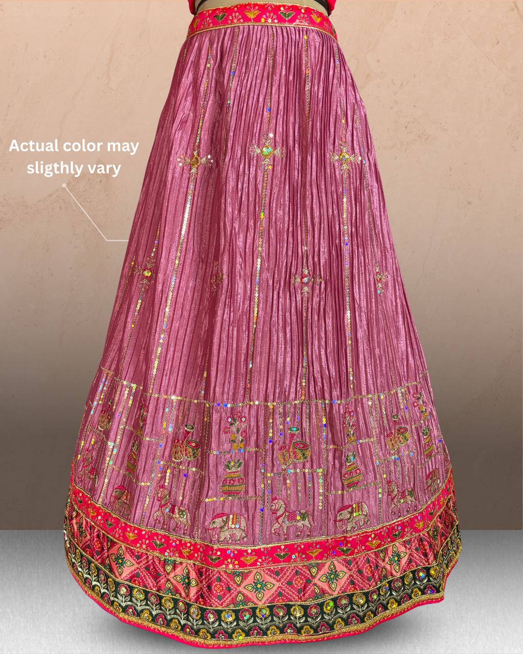 Elephant Motif Embroidered Lehenga
