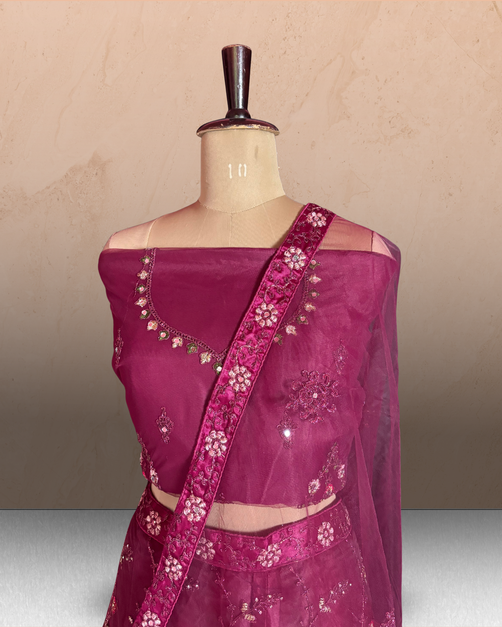 Floral Net Elegance Lehenga