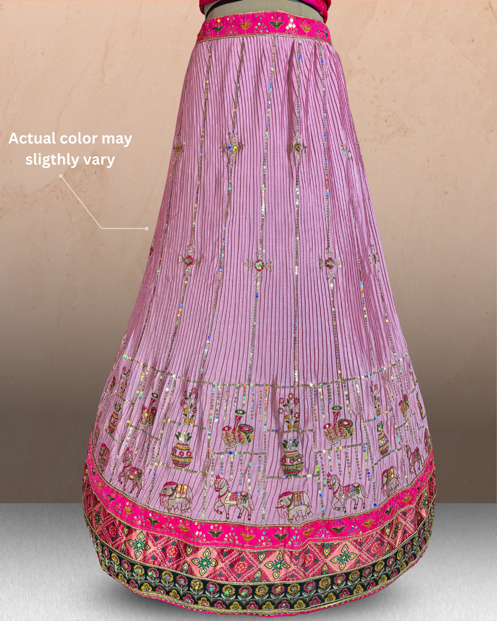 Elephant Motif Embroidered Lehenga