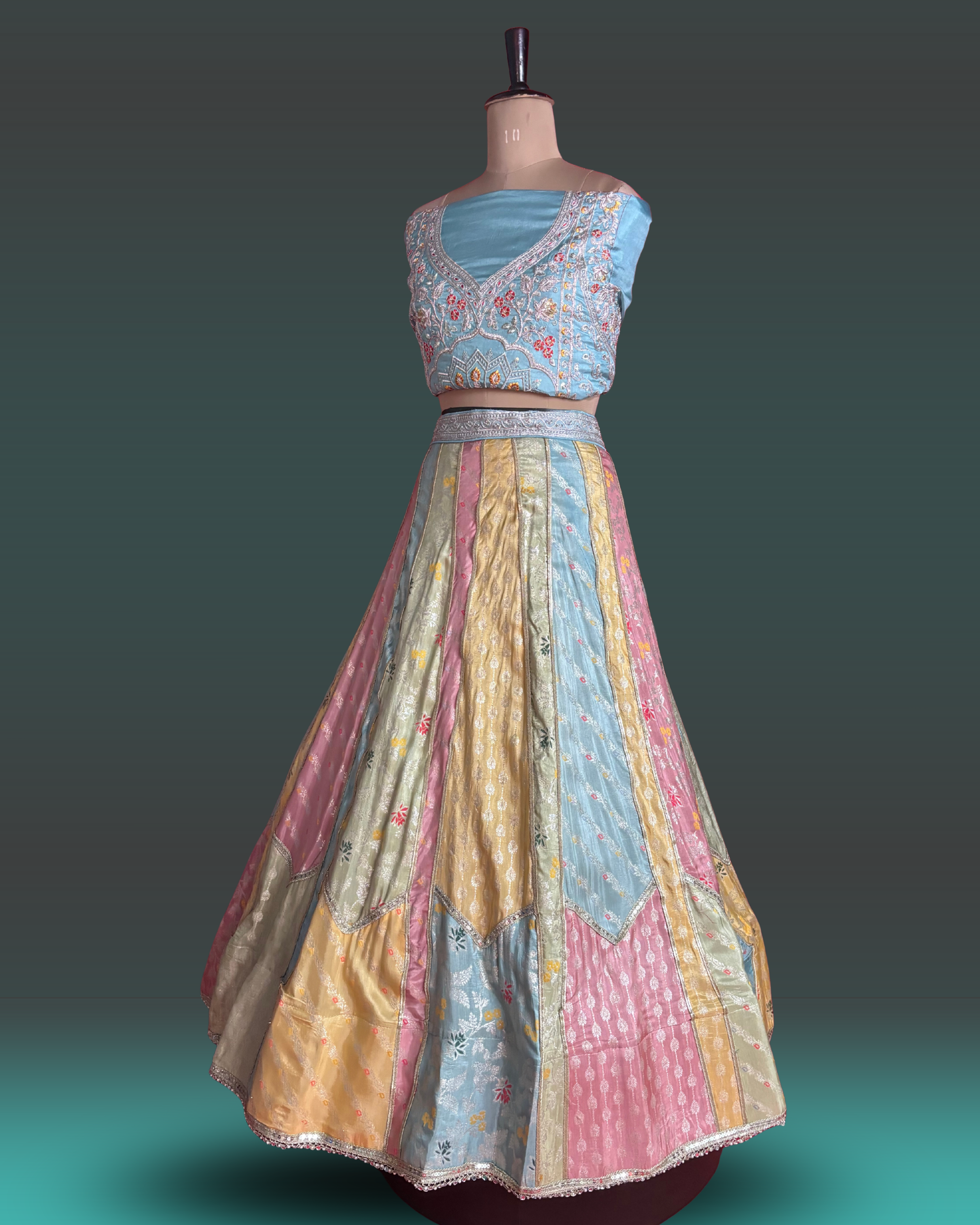 Multi color lengha