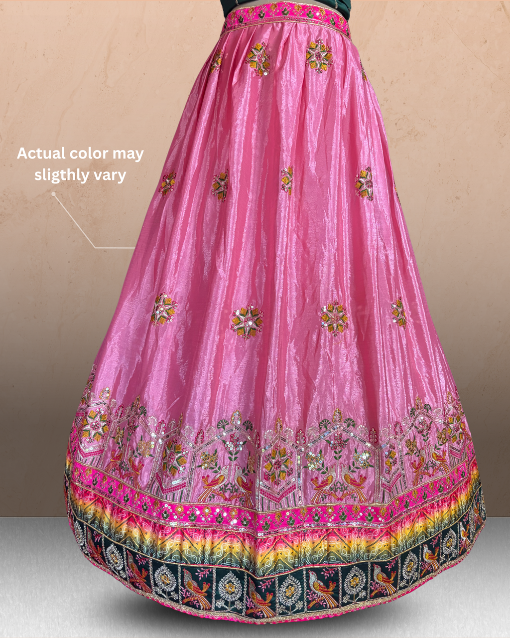 Bandhani Print Floral Embroidered Lehenga