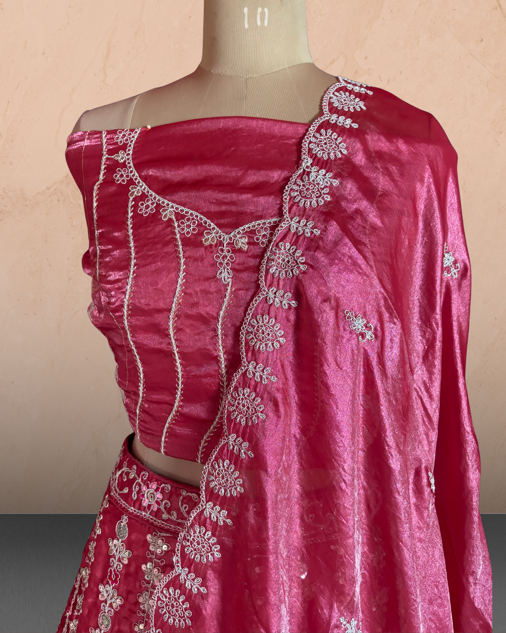 Peacock Floral Embroidered  Lehenga