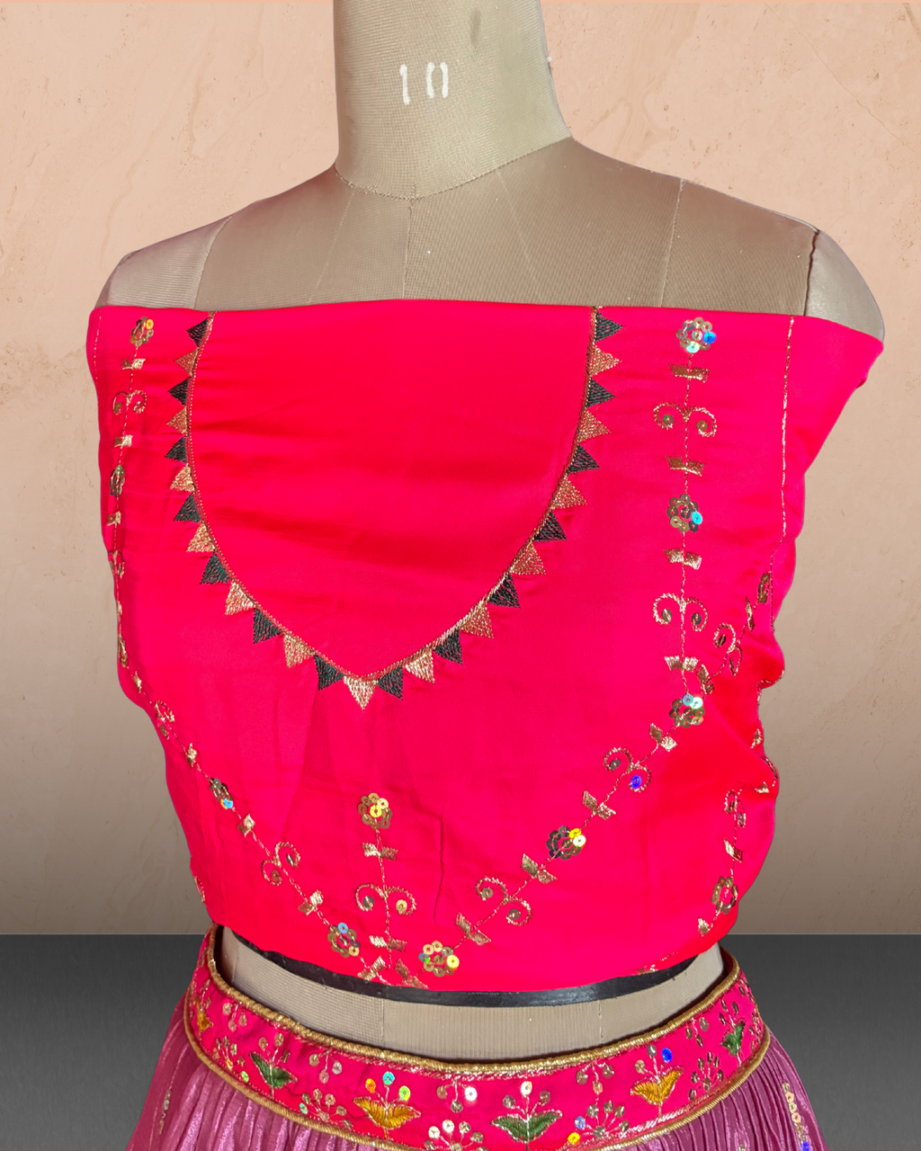 Elephant Motif Embroidered Lehenga