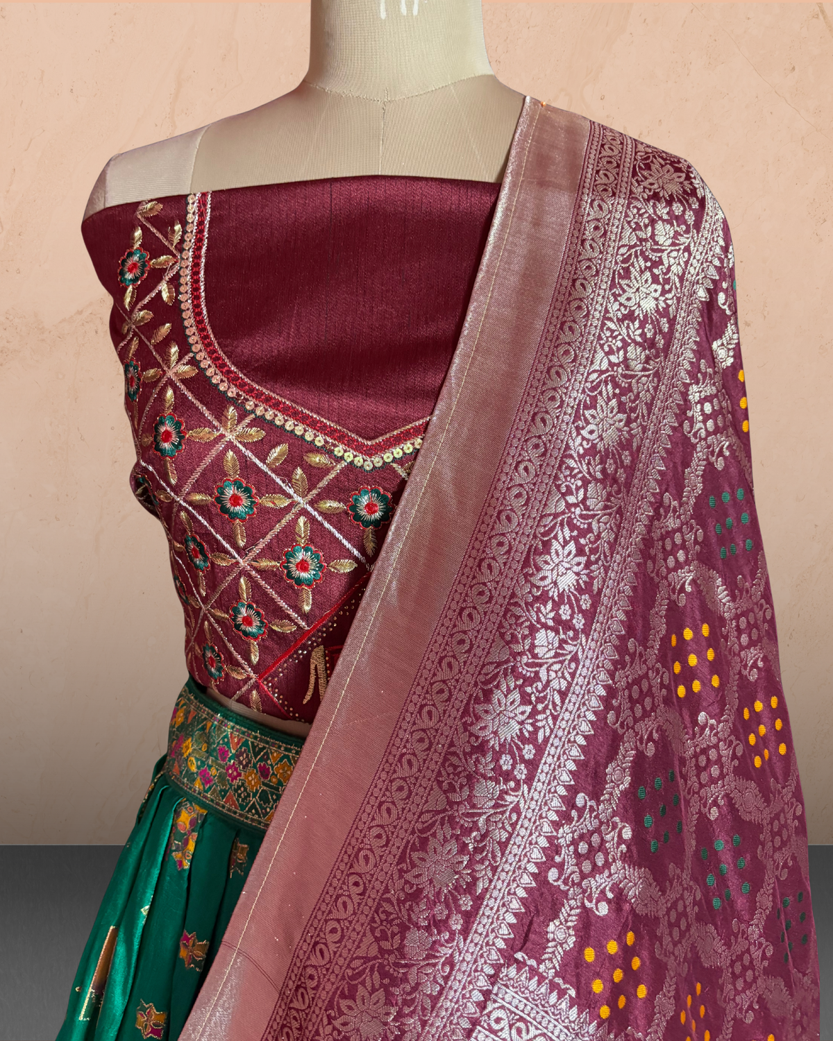 Traditional Silk Embroidered Lehenga