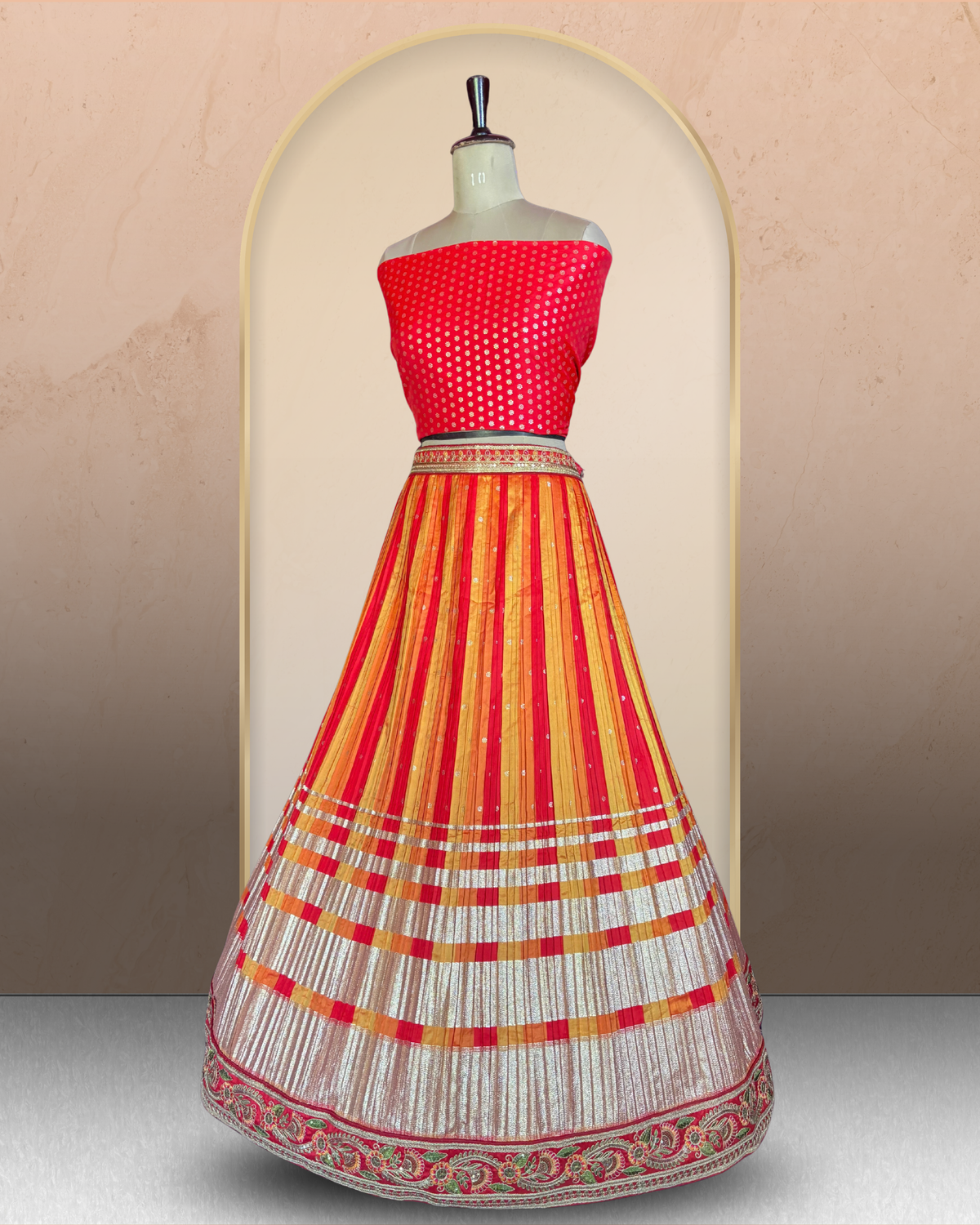 Resham Stripe Silk Lehenga