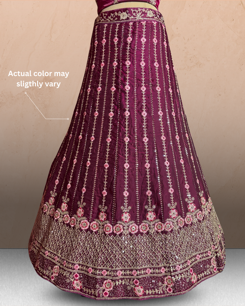 Floral Linework Embroidered  Lehenga