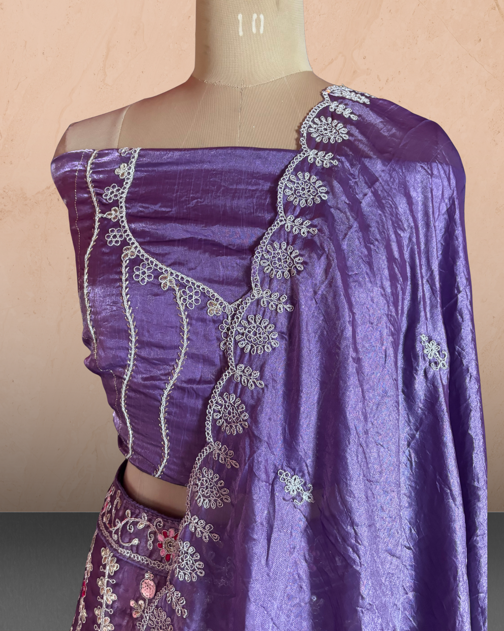 Peacock Floral Embroidered  Lehenga