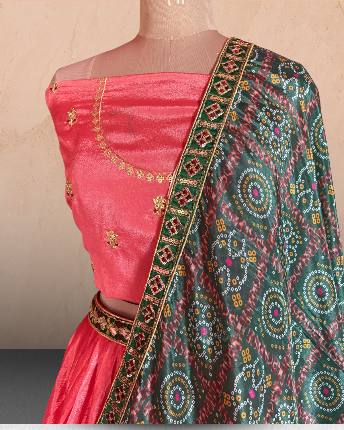 Geometric Bandhani Print Lehenga