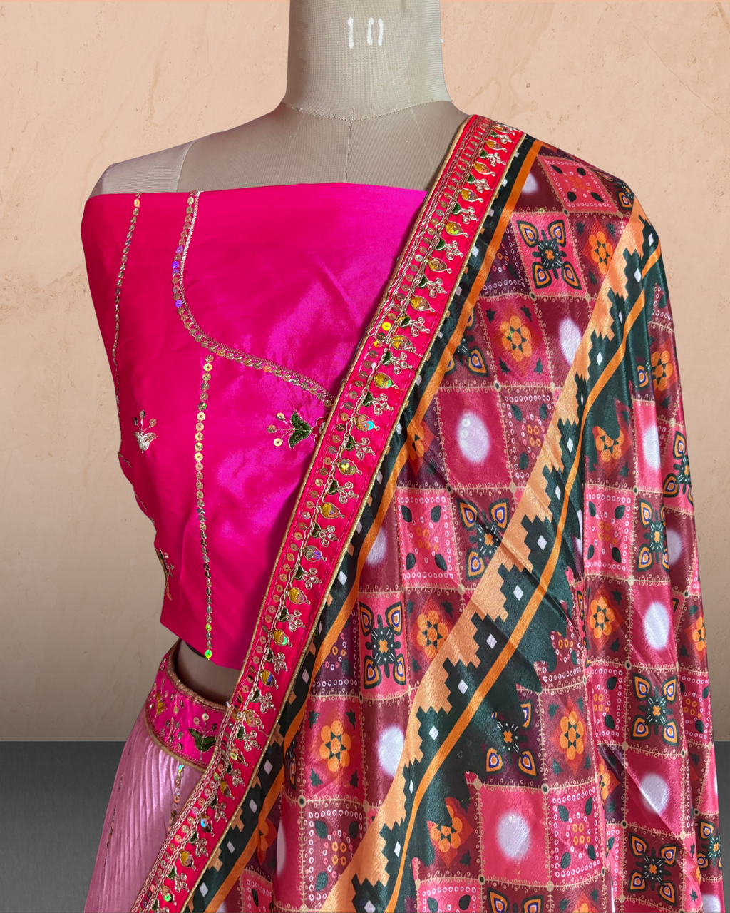 Elephant Motif Embroidered Lehenga