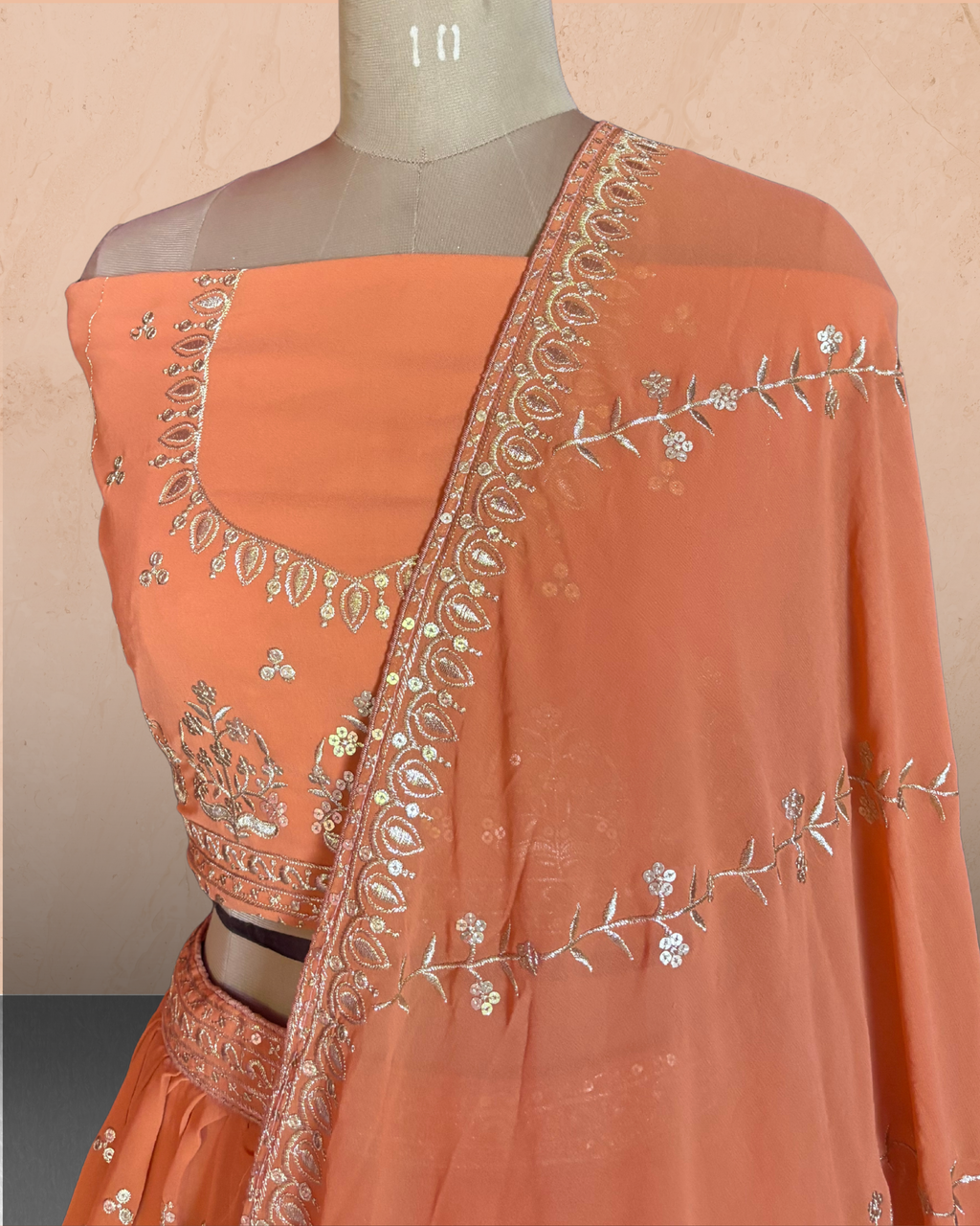 Floral Embroidered Unstitched Lehenga