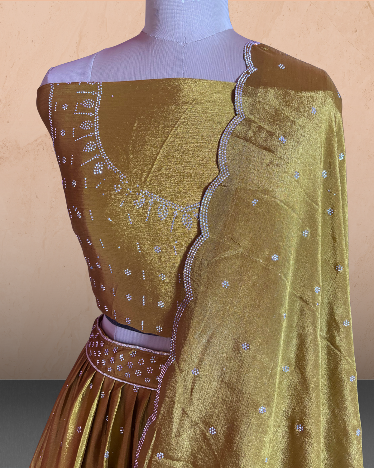 Scalloped Border Shimmer Lehenga