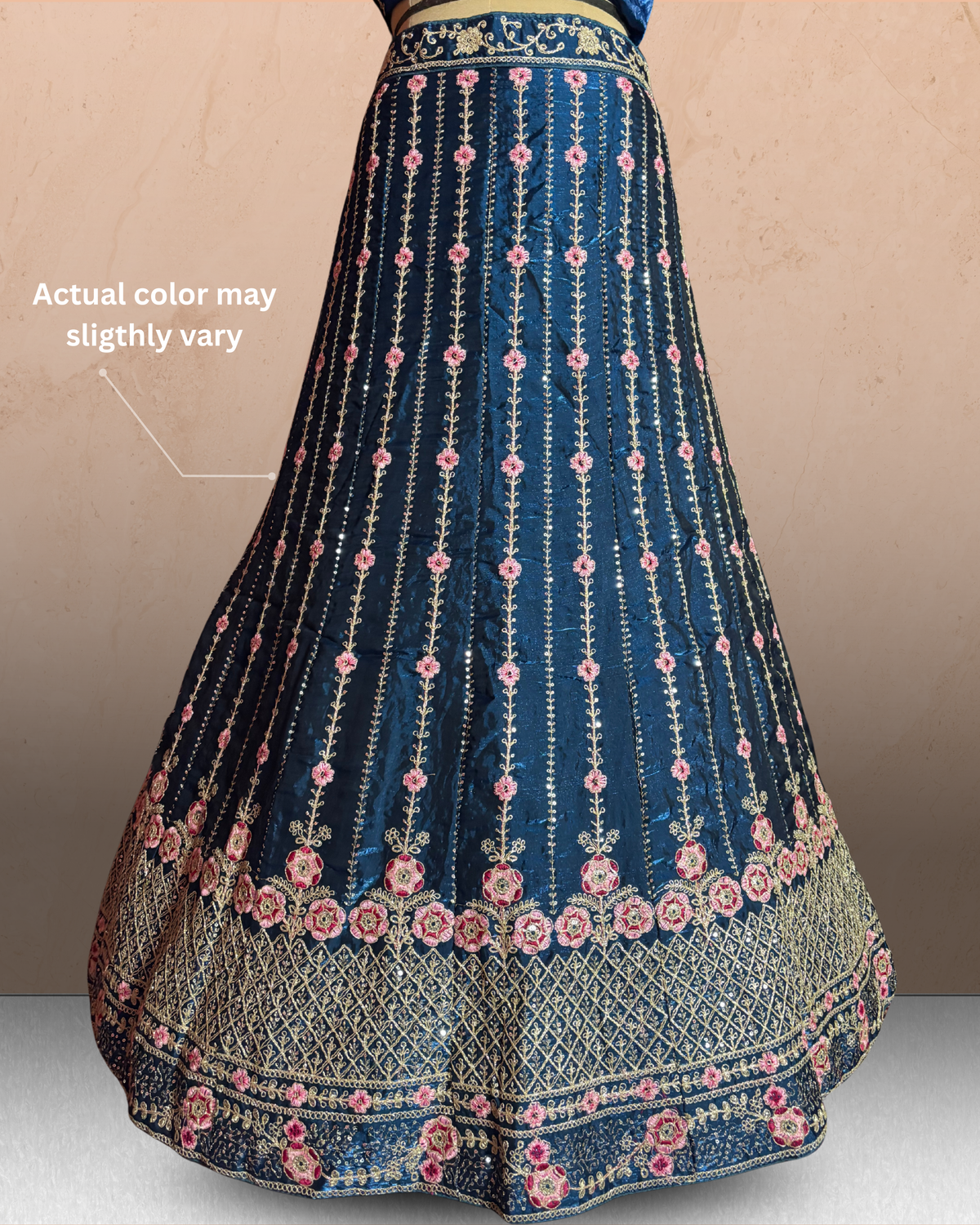 Floral Linework Embroidered  Lehenga