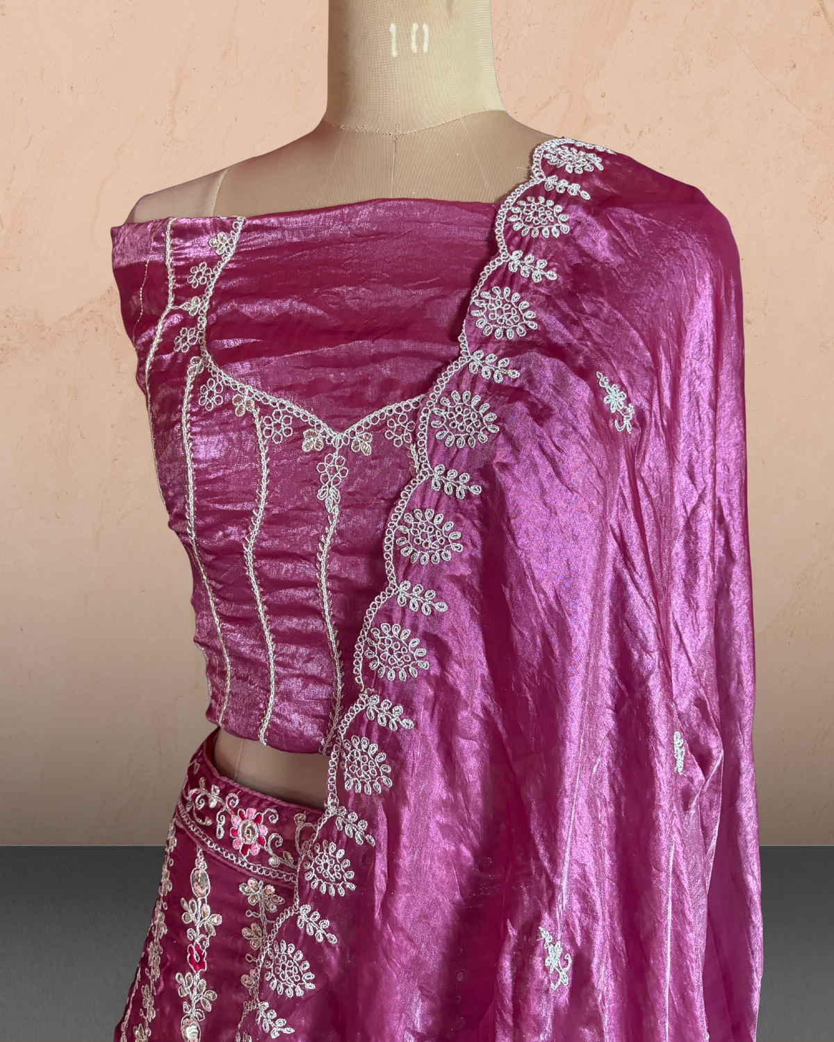 Peacock Floral Embroidered  Lehenga
