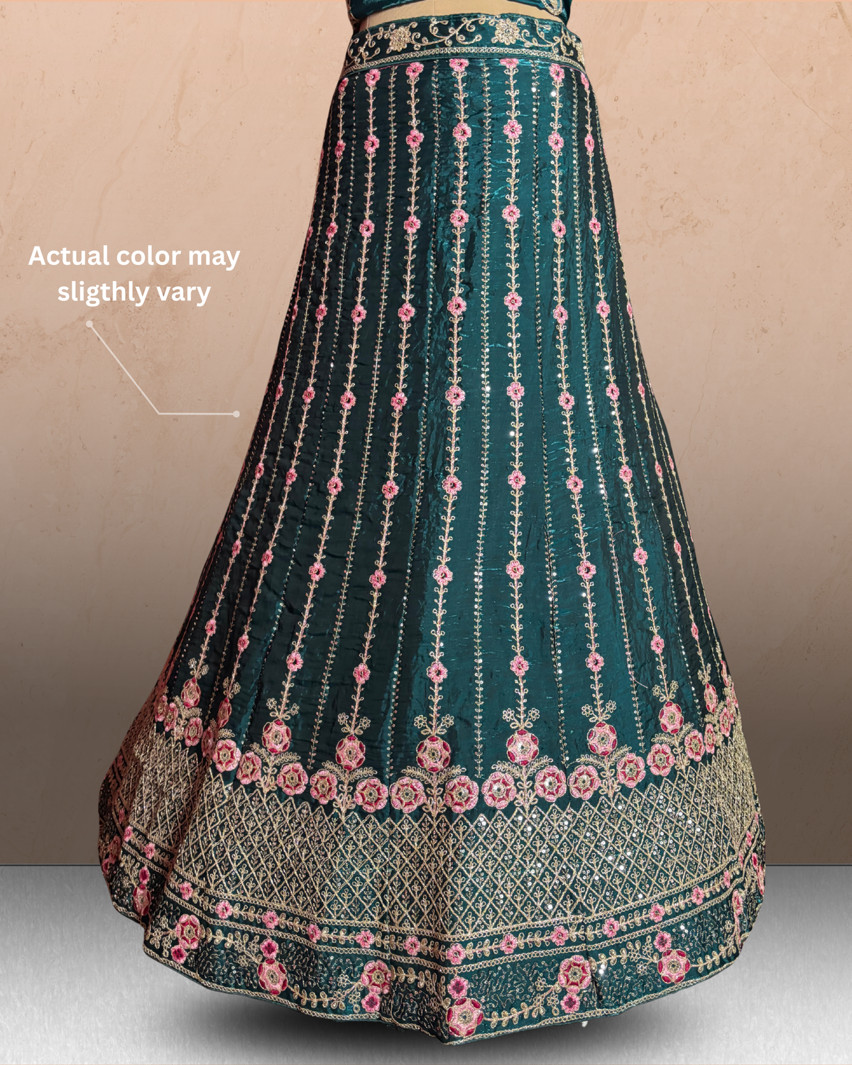 Floral Linework Embroidered  Lehenga