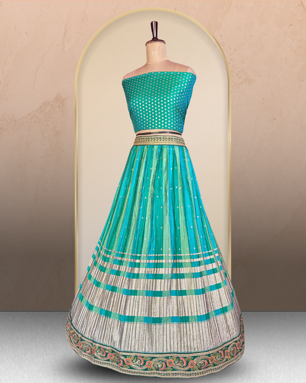 Resham Stripe Silk Lehenga