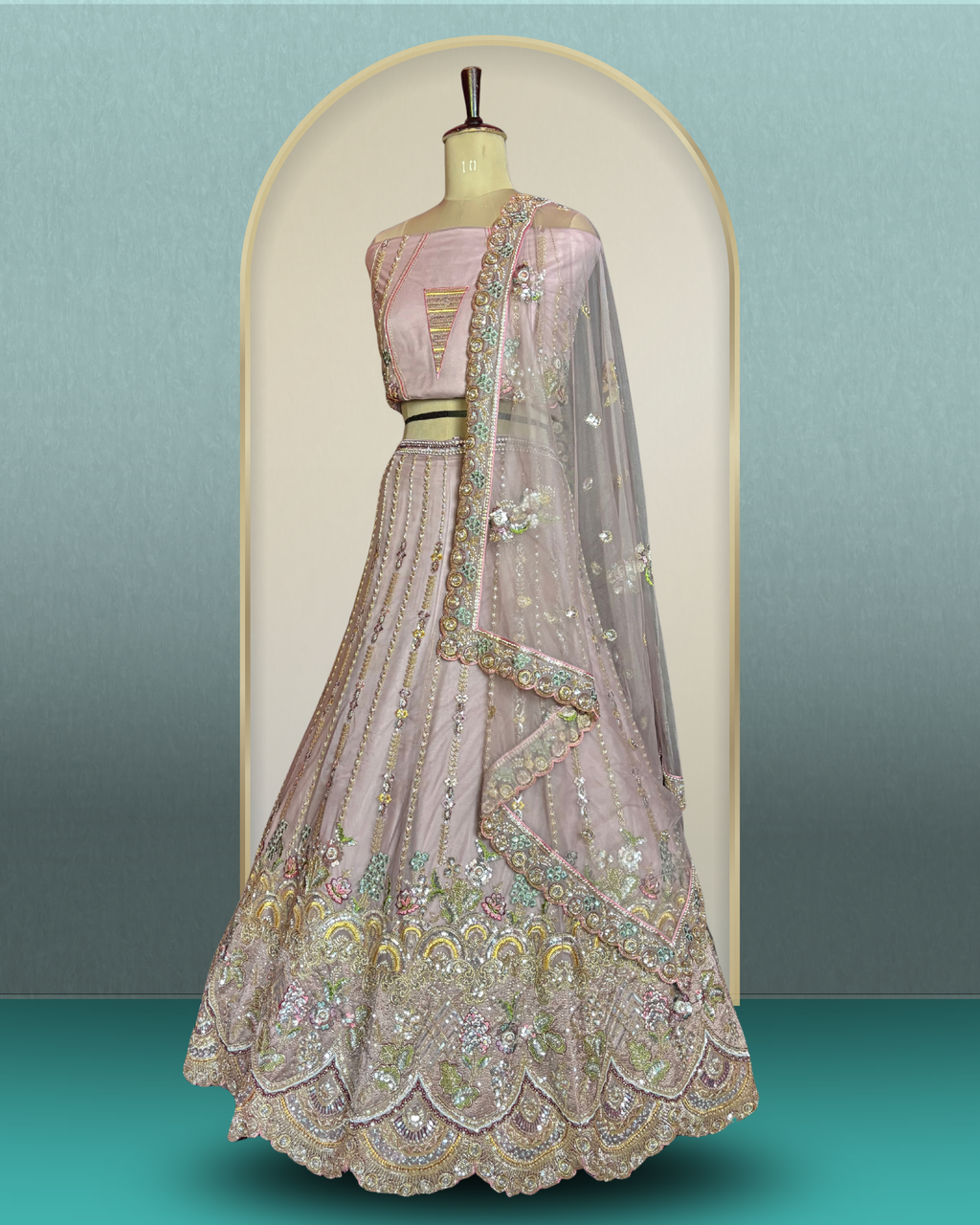 Scalloped Garden Beadwork Lehenga