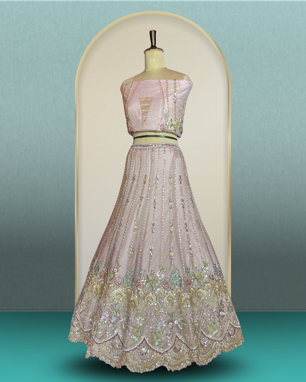 Scalloped Garden Beadwork Lehenga