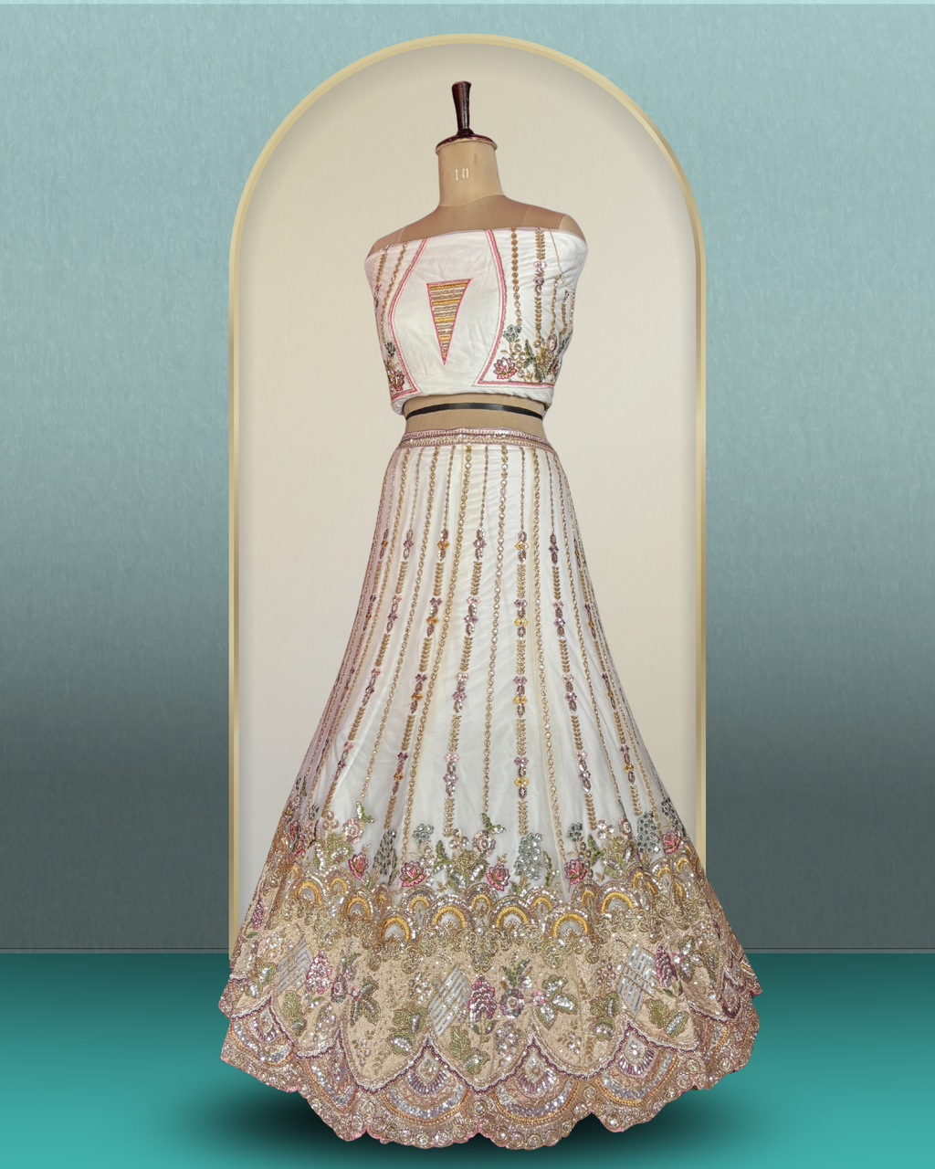 Scalloped Garden Beadwork Lehenga