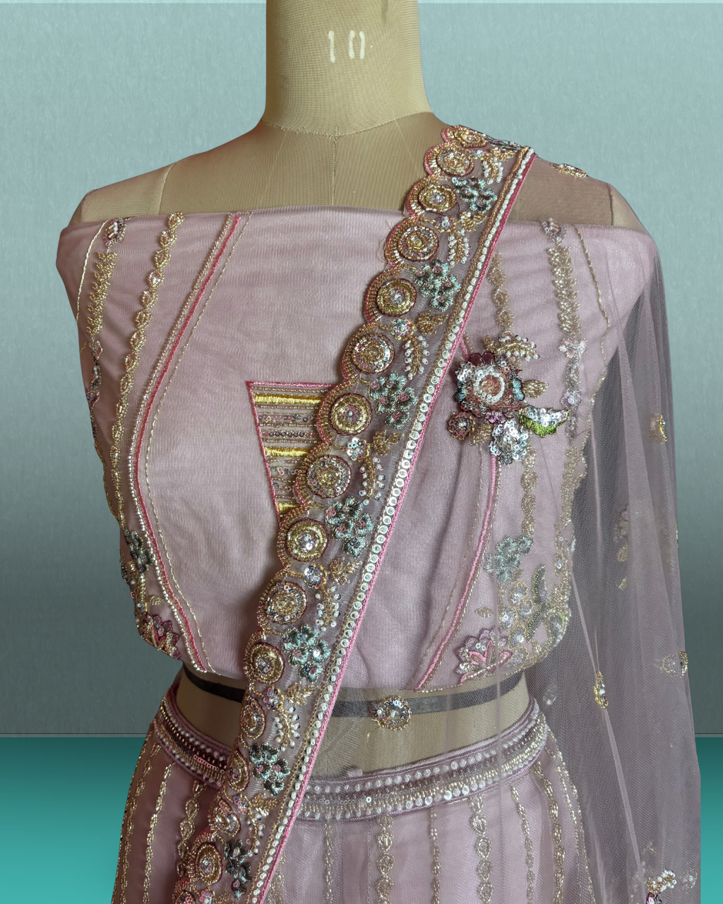 Scalloped Garden Beadwork Lehenga