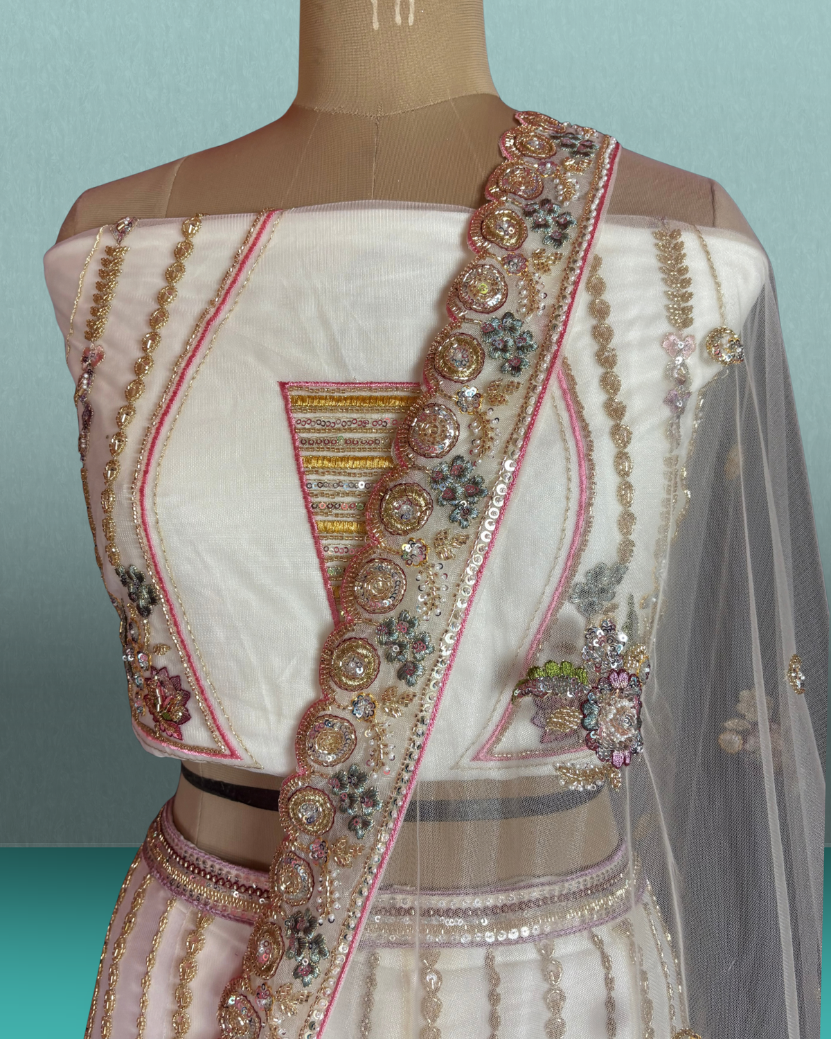 Scalloped Garden Beadwork Lehenga